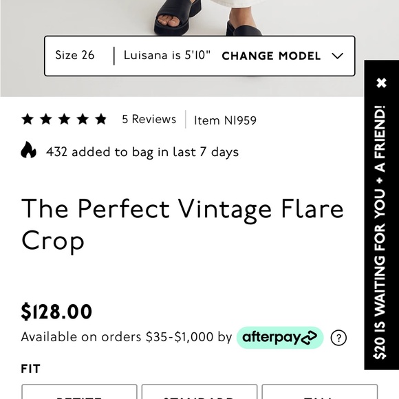 Madewell Perfect Vintage Flare Crop Jean in Vintage Canvas, sz 27 - Picture 5 of 5